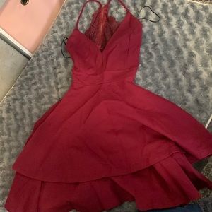 Maroon lace back dress
